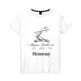 Женская футболка хлопок с принтом Hennessy в Новосибирске, 100% хлопок | прямой крой, круглый вырез горловины, длина до линии бедер, слегка спущенное плечо | cognac | hennessy | бар | бармен | коньяк | хеннесси