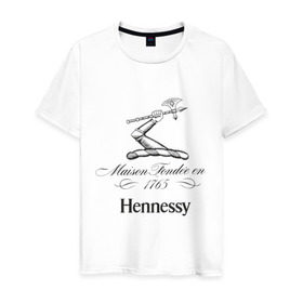 Мужская футболка хлопок с принтом Hennessy в Новосибирске, 100% хлопок | прямой крой, круглый вырез горловины, длина до линии бедер, слегка спущенное плечо. | cognac | hennessy | бар | бармен | коньяк | хеннесси