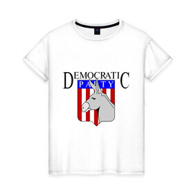 Женская футболка хлопок с принтом Демократы в Новосибирске, 100% хлопок | прямой крой, круглый вырез горловины, длина до линии бедер, слегка спущенное плечо | демократическая партия | демократия | демократы | политические