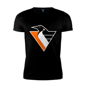 Мужская футболка премиум с принтом Pittsburgh Penguins в Новосибирске, 92% хлопок, 8% лайкра | приталенный силуэт, круглый вырез ворота, длина до линии бедра, короткий рукав | nhl | pittsburgh penguins | нхл | фк 	pittsburgh penguins | хоккейный клуб pittsburgh penguins