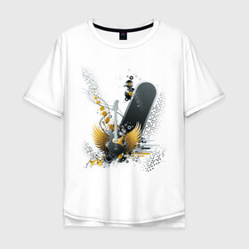 Мужская футболка хлопок Oversize с принтом Guitar (3) в Новосибирске, 100% хлопок | свободный крой, круглый ворот, “спинка” длиннее передней части | гитара | крылья