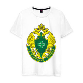 Мужская футболка хлопок с принтом Пограничники в Новосибирске, 100% хлопок | прямой крой, круглый вырез горловины, длина до линии бедер, слегка спущенное плечо. | армия | граница | пограничники | пограничные войска | россия | эмблема