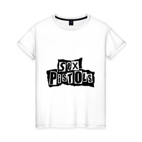 Женская футболка хлопок с принтом Sex Pistols в Новосибирске, 100% хлопок | прямой крой, круглый вырез горловины, длина до линии бедер, слегка спущенное плечо | metall | punk | rock | метал | металл | панк | панк рок | рок