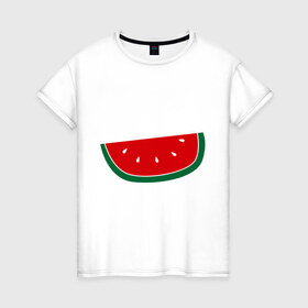 Женская футболка хлопок с принтом Watermelon в Новосибирске, 100% хлопок | прямой крой, круглый вырез горловины, длина до линии бедер, слегка спущенное плечо | watermelon | арбуз | долька арбуза | фрукт | ягода