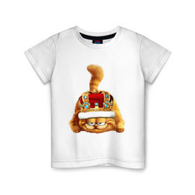 Детская футболка хлопок с принтом Гарфилд (2) в Новосибирске, 100% хлопок | круглый вырез горловины, полуприлегающий силуэт, длина до линии бедер | гарфилд garfield | король | корона | кот | царь