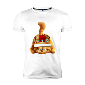 Мужская футболка премиум с принтом Гарфилд (2) в Новосибирске, 92% хлопок, 8% лайкра | приталенный силуэт, круглый вырез ворота, длина до линии бедра, короткий рукав | гарфилд garfield | король | корона | кот | царь