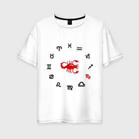 Женская футболка хлопок Oversize с принтом Скорпион (5) в Новосибирске, 100% хлопок | свободный крой, круглый ворот, спущенный рукав, длина до линии бедер
 | zodiac | гороскоп | знак зодиака | знаки зодиака | скрпион
