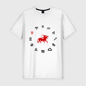 Мужская футболка премиум с принтом Телец(5) в Новосибирске, 92% хлопок, 8% лайкра | приталенный силуэт, круглый вырез ворота, длина до линии бедра, короткий рукав | zodiac | гороскоп | знак зодиака | знаки зодиака | телец