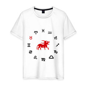 Мужская футболка хлопок с принтом Телец(5) в Новосибирске, 100% хлопок | прямой крой, круглый вырез горловины, длина до линии бедер, слегка спущенное плечо. | zodiac | гороскоп | знак зодиака | знаки зодиака | телец