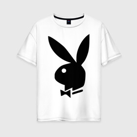 Женская футболка хлопок Oversize с принтом Playboy в Новосибирске, 100% хлопок | свободный крой, круглый ворот, спущенный рукав, длина до линии бедер
 | кролик | плейбой