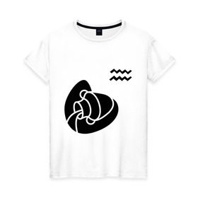 Женская футболка хлопок с принтом Водолей(6) в Новосибирске, 100% хлопок | прямой крой, круглый вырез горловины, длина до линии бедер, слегка спущенное плечо | zodiac | водолей | гороскоп | знак зодиака | знаки зодиака
