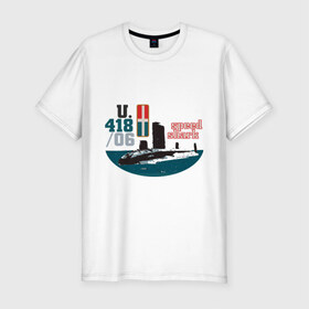Мужская футболка премиум с принтом Speed shark в Новосибирске, 92% хлопок, 8% лайкра | приталенный силуэт, круглый вырез ворота, длина до линии бедра, короткий рукав | Тематика изображения на принте: speed shark | u | вмс | военный | подводная лодка | подлодка | флот
