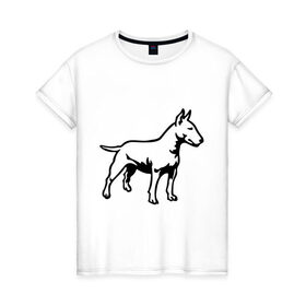 Женская футболка хлопок с принтом Бойцовская собака в Новосибирске, 100% хлопок | прямой крой, круглый вырез горловины, длина до линии бедер, слегка спущенное плечо | бойцовская собака | домашние животные | животные | пес | песик | собака