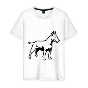 Мужская футболка хлопок с принтом Бойцовская собака в Новосибирске, 100% хлопок | прямой крой, круглый вырез горловины, длина до линии бедер, слегка спущенное плечо. | бойцовская собака | домашние животные | животные | пес | песик | собака