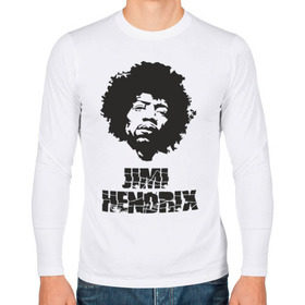 Мужской лонгслив хлопок с принтом Jimi Hendrix в Новосибирске, 100% хлопок |  | 60е | гитарист | джими хендрикс | джимми хендрикс | ретро | рок