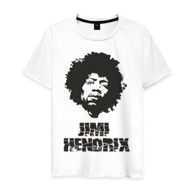 Мужская футболка хлопок с принтом Jimi Hendrix в Новосибирске, 100% хлопок | прямой крой, круглый вырез горловины, длина до линии бедер, слегка спущенное плечо. | Тематика изображения на принте: 60е | гитарист | джими хендрикс | джимми хендрикс | ретро | рок