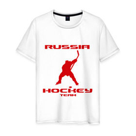 Мужская футболка хлопок с принтом Хоккей (13) в Новосибирске, 100% хлопок | прямой крой, круглый вырез горловины, длина до линии бедер, слегка спущенное плечо. | Тематика изображения на принте: hockey | nhl | лига | нхл | россия | хокей | хоккей