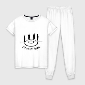 Женская пижама хлопок с принтом Street ball в Новосибирске, 100% хлопок | брюки и футболка прямого кроя, без карманов, на брюках мягкая резинка на поясе и по низу штанин | стритбол