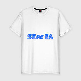 Мужская футболка премиум с принтом Serega в Новосибирске, 92% хлопок, 8% лайкра | приталенный силуэт, круглый вырез ворота, длина до линии бедра, короткий рукав | Тематика изображения на принте: sega | приставки | серега