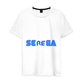 Мужская футболка хлопок с принтом Serega в Новосибирске, 100% хлопок | прямой крой, круглый вырез горловины, длина до линии бедер, слегка спущенное плечо. | Тематика изображения на принте: sega | приставки | серега