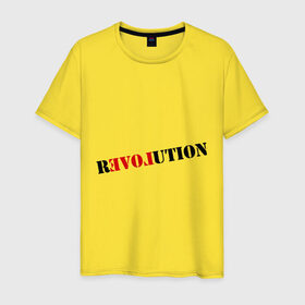 Мужская футболка хлопок с принтом Love revolution в Новосибирске, 100% хлопок | прямой крой, круглый вырез горловины, длина до линии бедер, слегка спущенное плечо. | любовь | отношения | переворот | революция | чувства