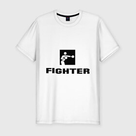 Мужская футболка премиум с принтом Fighter в Новосибирске, 92% хлопок, 8% лайкра | приталенный силуэт, круглый вырез ворота, длина до линии бедра, короткий рукав | m 1 | mix fighter | боец | бои без правил | м 1 | м1 | микс файт | реслинг | рестлинг | файтер