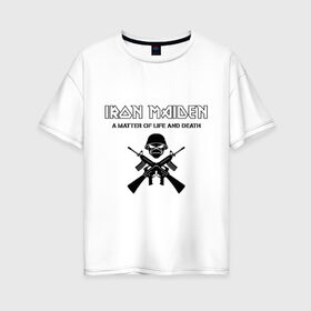 Женская футболка хлопок Oversize с принтом Iron Maiden (2) в Новосибирске, 100% хлопок | свободный крой, круглый ворот, спущенный рукав, длина до линии бедер
 | heavy metal | iron maiden | metal | rock | trash metal | метал | рок | рок группа | трэш метал | хеви метал