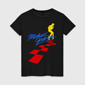 Женская футболка хлопок с принтом Michael Jackson (11) в Новосибирске, 100% хлопок | прямой крой, круглый вырез горловины, длина до линии бедер, слегка спущенное плечо | майкл джексон