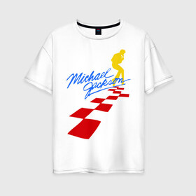 Женская футболка хлопок Oversize с принтом Michael Jackson (11) в Новосибирске, 100% хлопок | свободный крой, круглый ворот, спущенный рукав, длина до линии бедер
 | майкл джексон