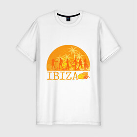 Мужская футболка премиум с принтом Ibiza (8) в Новосибирске, 92% хлопок, 8% лайкра | приталенный силуэт, круглый вырез ворота, длина до линии бедра, короткий рукав | ibiza | ибица | люди | силуэты | фестиваль | электронная музыка