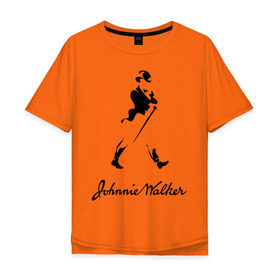 Мужская футболка хлопок Oversize с принтом Johnnie Walker (2) в Новосибирске, 100% хлопок | свободный крой, круглый ворот, “спинка” длиннее передней части | johnnie walker | бар | бармен | виски | джонни уокер