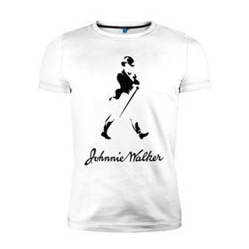 Мужская футболка премиум с принтом Johnnie Walker (2) в Новосибирске, 92% хлопок, 8% лайкра | приталенный силуэт, круглый вырез ворота, длина до линии бедра, короткий рукав | johnnie walker | бар | бармен | виски | джонни уокер