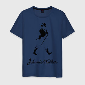 Мужская футболка хлопок с принтом Johnnie Walker (2) в Новосибирске, 100% хлопок | прямой крой, круглый вырез горловины, длина до линии бедер, слегка спущенное плечо. | johnnie walker | бар | бармен | виски | джонни уокер