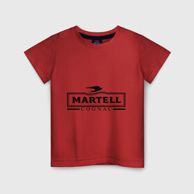 Детская футболка хлопок с принтом Martell в Новосибирске, 100% хлопок | круглый вырез горловины, полуприлегающий силуэт, длина до линии бедер | cognac | martell | бар | бармен | коньяк | мартель