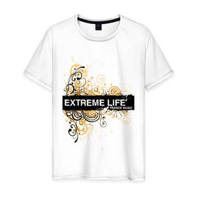 Мужская футболка хлопок с принтом Extreme life ( trance music ) в Новосибирске, 100% хлопок | прямой крой, круглый вырез горловины, длина до линии бедер, слегка спущенное плечо. | club | extreme | life | music | trance | клуб | музыка | музыкальные стили | транс