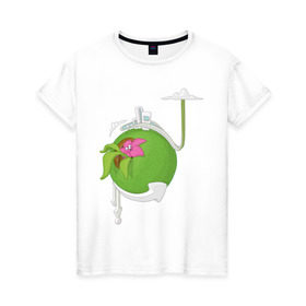 Женская футболка хлопок с принтом Кактус в Новосибирске, 100% хлопок | прямой крой, круглый вырез горловины, длина до линии бедер, слегка спущенное плечо | кактус | растения | цветы