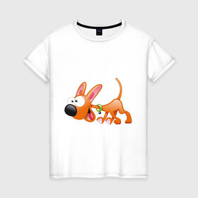 Женская футболка хлопок с принтом Cartoon dog (2) в Новосибирске, 100% хлопок | прямой крой, круглый вырез горловины, длина до линии бедер, слегка спущенное плечо | мультяшный | песик | собака