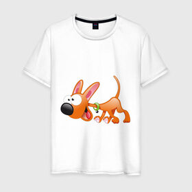 Мужская футболка хлопок с принтом Cartoon dog (2) в Новосибирске, 100% хлопок | прямой крой, круглый вырез горловины, длина до линии бедер, слегка спущенное плечо. | мультяшный | песик | собака