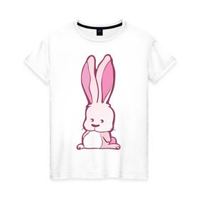 Женская футболка хлопок с принтом Sweet rabbit в Новосибирске, 100% хлопок | прямой крой, круглый вырез горловины, длина до линии бедер, слегка спущенное плечо | 