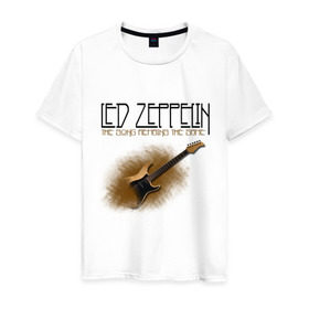 Мужская футболка хлопок с принтом Led Zeppelin (2) в Новосибирске, 100% хлопок | прямой крой, круглый вырез горловины, длина до линии бедер, слегка спущенное плечо. | heavy metal | led zepelin | metal | rock | trash metal | квартет | лед | метал | рок | рок группа | рок группы | трэш метал | хеви метал | цеппелин