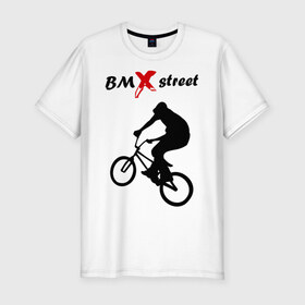 Мужская футболка премиум с принтом BMX street (2) в Новосибирске, 92% хлопок, 8% лайкра | приталенный силуэт, круглый вырез ворота, длина до линии бедра, короткий рукав | Тематика изображения на принте: bmx | extreme | street | бмх | велик | велосипед | улица | уличная культура | экстрим