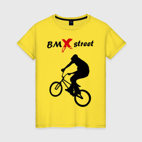 Женская футболка хлопок с принтом BMX street (2) в Новосибирске, 100% хлопок | прямой крой, круглый вырез горловины, длина до линии бедер, слегка спущенное плечо | bmx | extreme | street | бмх | велик | велосипед | улица | уличная культура | экстрим