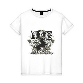 Женская футболка хлопок с принтом Love (13) в Новосибирске, 100% хлопок | прямой крой, круглый вырез горловины, длина до линии бедер, слегка спущенное плечо | 8 марта | love | девушкам | лав | лошадка | лошадь | любовь | узоры