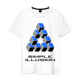 Мужская футболка хлопок с принтом Simple illusion в Новосибирске, 100% хлопок | прямой крой, круглый вырез горловины, длина до линии бедер, слегка спущенное плечо. | simple illusion | обман зрения | оптический обман | оптический эффект | простая иллюзия