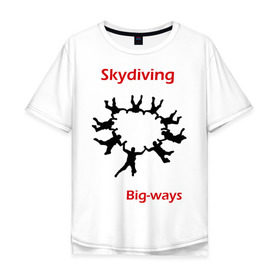 Мужская футболка хлопок Oversize с принтом Skydiving в Новосибирске, 100% хлопок | свободный крой, круглый ворот, “спинка” длиннее передней части | Тематика изображения на принте: sky | skydiving | небо | парашют | парашютизм | скай | скайдайвинг
