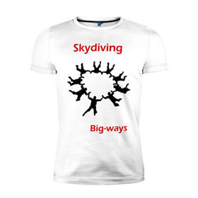 Мужская футболка премиум с принтом Skydiving в Новосибирске, 92% хлопок, 8% лайкра | приталенный силуэт, круглый вырез ворота, длина до линии бедра, короткий рукав | sky | skydiving | небо | парашют | парашютизм | скай | скайдайвинг