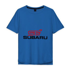 Мужская футболка хлопок Oversize с принтом Subaru STI в Новосибирске, 100% хлопок | свободный крой, круглый ворот, “спинка” длиннее передней части | impreza | sti | subaru | subaru impreza sti | subaru impreza wrx sti | subaru sti | subaru wrx sti | wrx | импреза | субару | субару сти