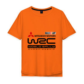 Мужская футболка хлопок Oversize с принтом Mitsubishi wrc в Новосибирске, 100% хлопок | свободный крой, круглый ворот, “спинка” длиннее передней части | Тематика изображения на принте: championship | mitsubishi | mitsubishi motors | mitsubishi wrc | rally | world rally | wrc | авто2012
