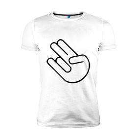 Мужская футболка премиум с принтом Shocker в Новосибирске, 92% хлопок, 8% лайкра | приталенный силуэт, круглый вырез ворота, длина до линии бедра, короткий рукав | знак | ладонь | пальцы | рука | шокер