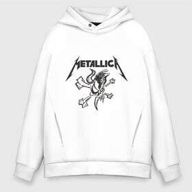 Мужское худи Oversize хлопок с принтом Metallica (8) в Новосибирске, френч-терри — 70% хлопок, 30% полиэстер. Мягкий теплый начес внутри —100% хлопок | боковые карманы, эластичные манжеты и нижняя кромка, капюшон на магнитной кнопке | металлика